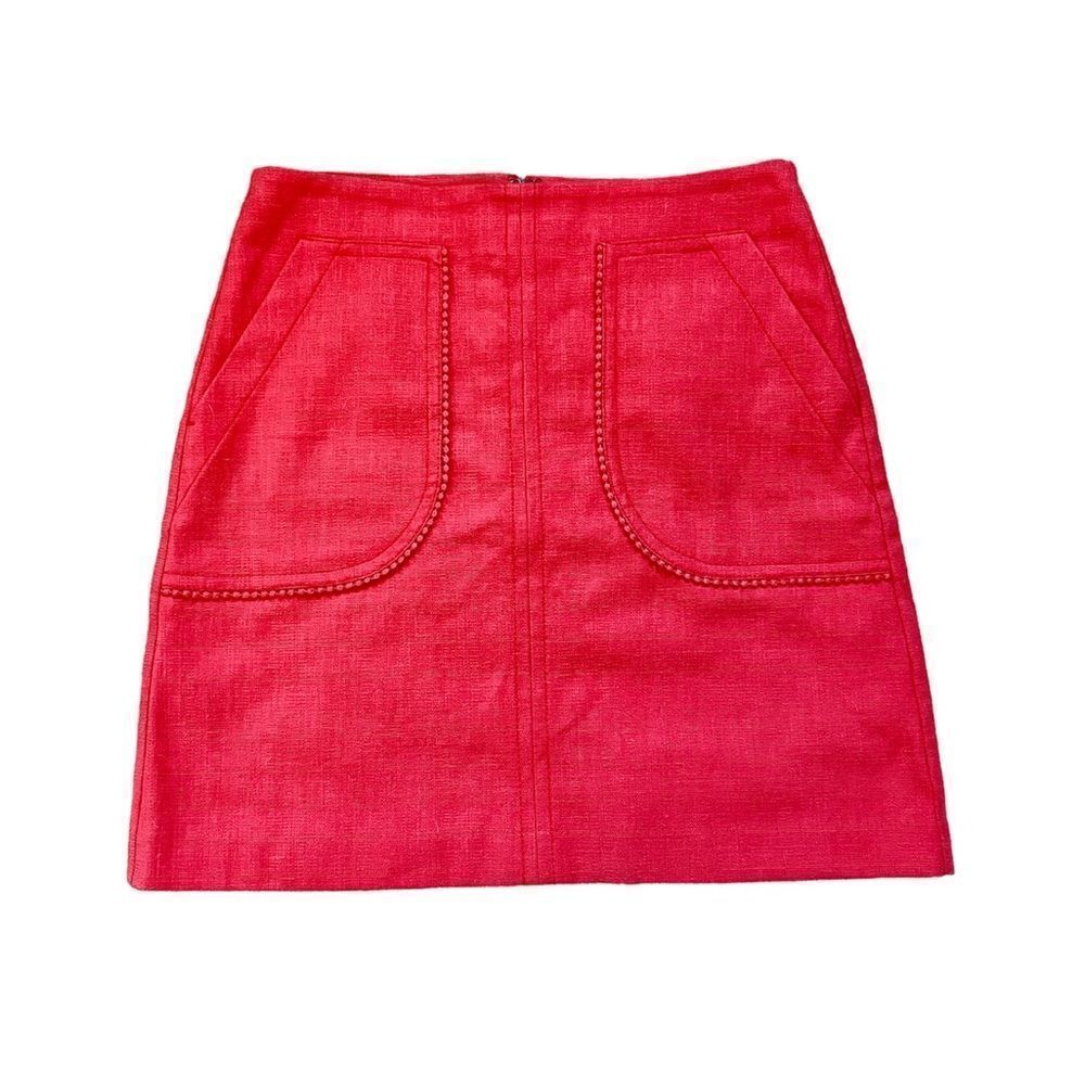Loft Women's Cotton Blend Orange Mini Skirt 2